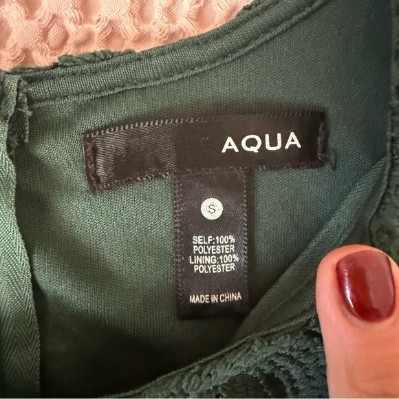 AQUA Green Floral Lace Puff-Sleeve Mini Dress S | NWT $245 - Picture 10 of 11